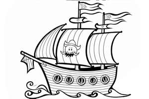 Koloruj statek piracki - wersja do druku